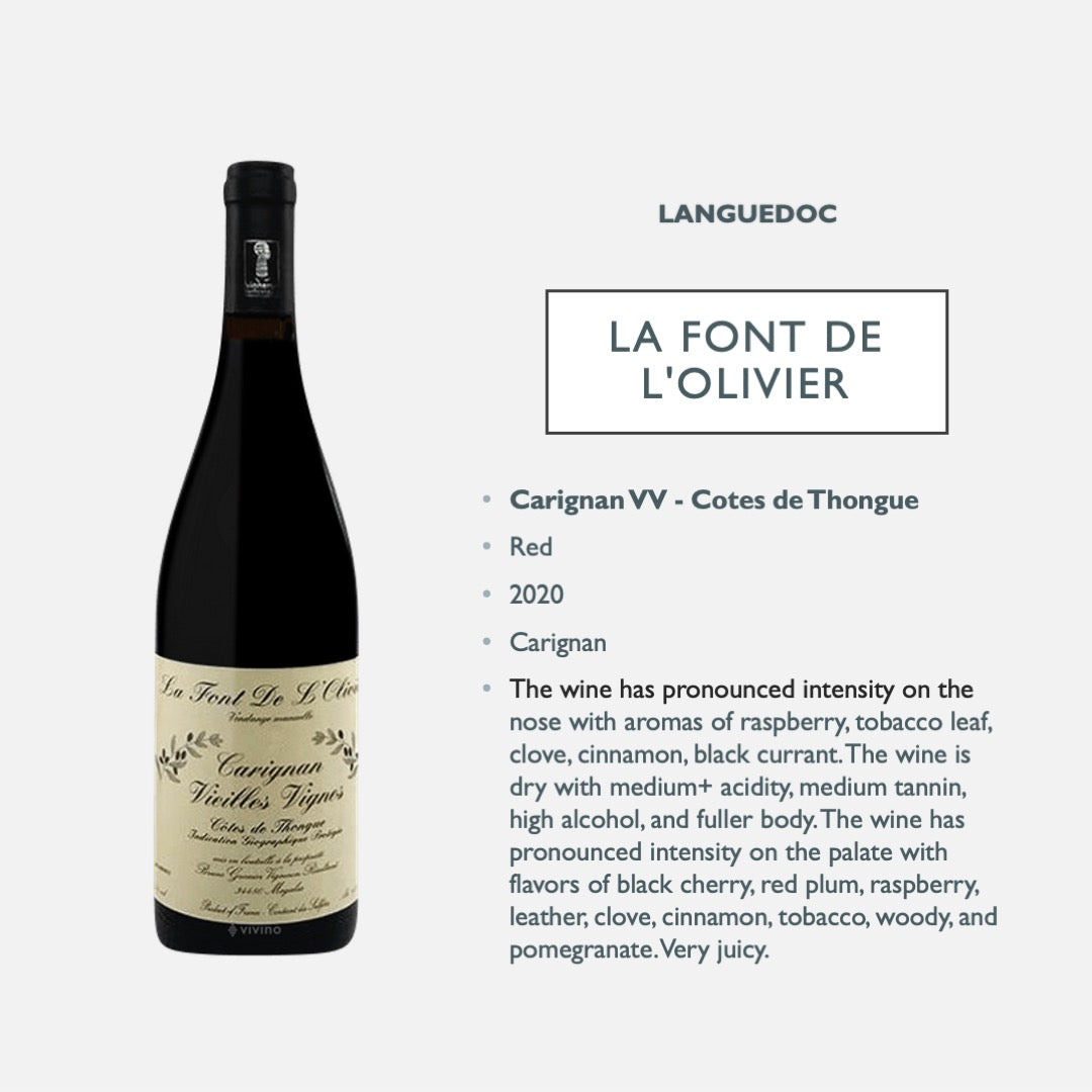 La font de l'Olivier - Carignan VV - Cotes de Thongue IGP