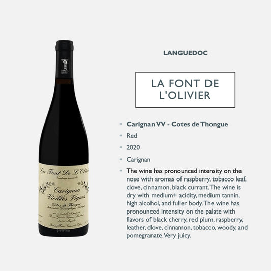 La font de l'Olivier - Carignan VV - Cotes de Thongue IGP